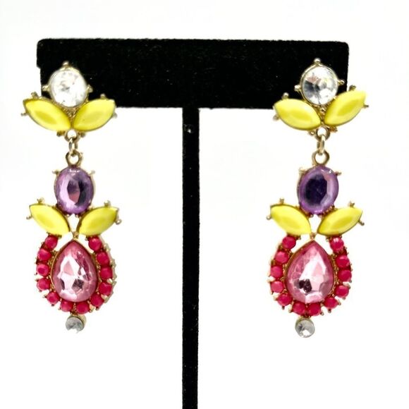 Crystal Dangle Earrings Spring Colors - Picture 2 of 3